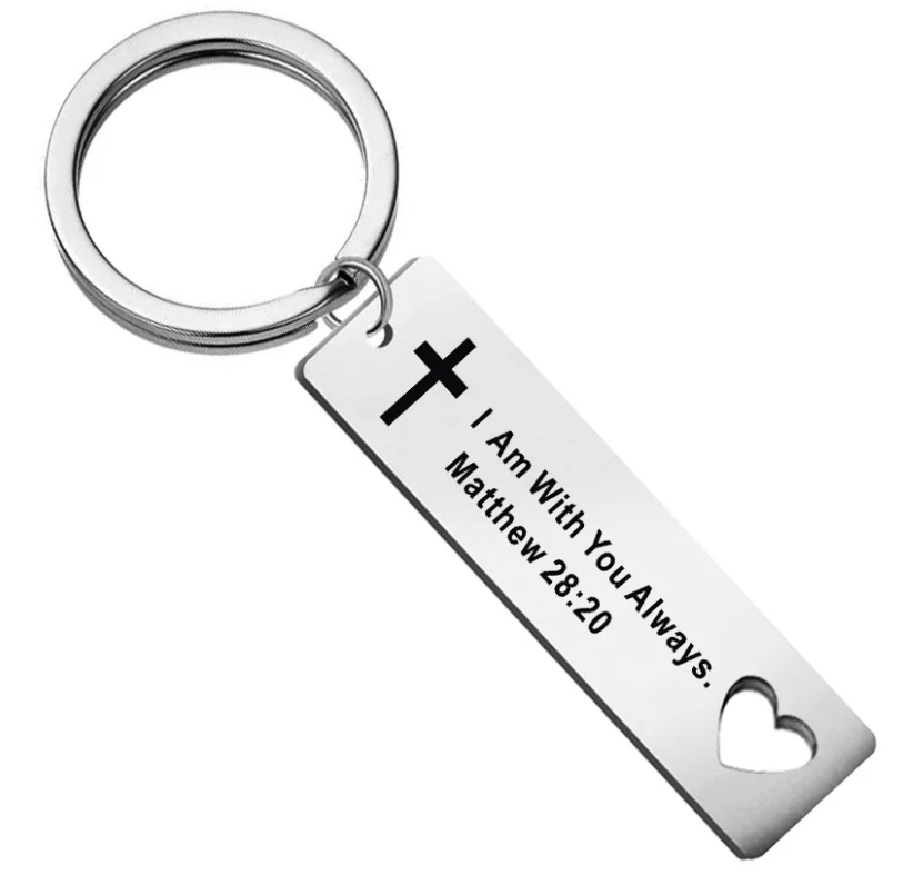 Keychain With The Bible Verse (Engraved Stainless Steel) - 15 Choices