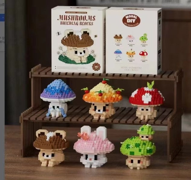 Cute Mushroom Mini Building Blocks - 6 Styles