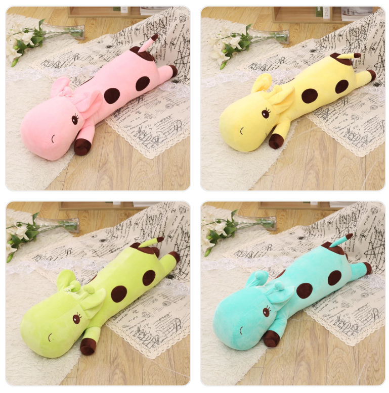 Cute Giraffe Plush Pillow Toys 35/55/85/105/125cm - Blue/Green/Yellow/Pink/Purple