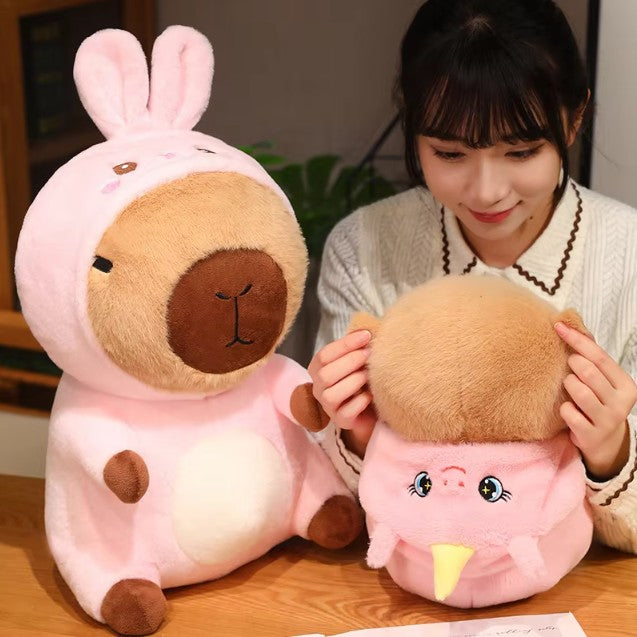 Cute Capybara With Animal (Bear/Duck/Unicorn/Rabbit/Dog) Dress Up Plush Toys 25/30/40cm