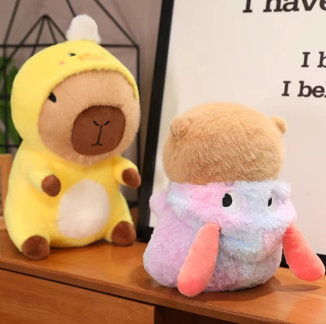 Cute Capybara With Animal (Bear/Duck/Unicorn/Rabbit/Dog) Dress Up Plush Toys 25/30/40cm