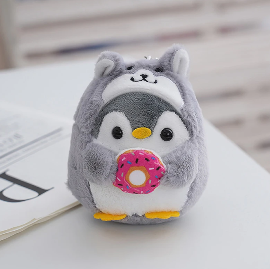 Cute Penguin (Dress Up Dog/Bear/Rabbit/Frog) With Food Plush Keychains - 5 Styles