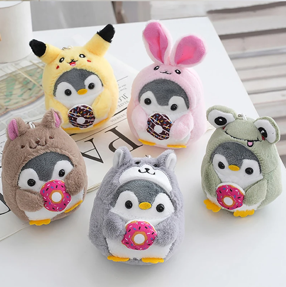 Cute Penguin (Dress Up Dog/Bear/Rabbit/Frog) With Food Plush Keychains - 5 Styles