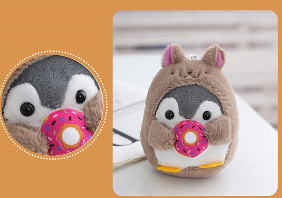 Cute Penguin (Dress Up Dog/Bear/Rabbit/Frog) With Food Plush Keychains - 5 Styles