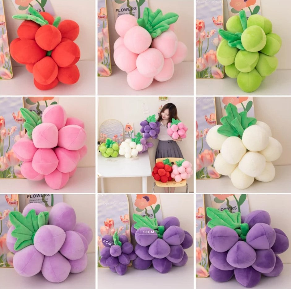 Cute Grape Pillow Plush Toys 22/35cm - Pink/Purple/Green/Red/White