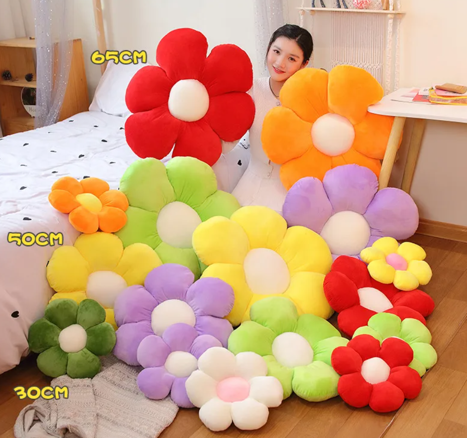 Furry Flower Pillow Plush Toys 30/50/65cm - 13 colours