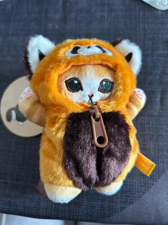 Mofusand Cat With Animal (Raccoon/Red Panda/Wolf/Fox) Dress Up Plush Keychains 12cm