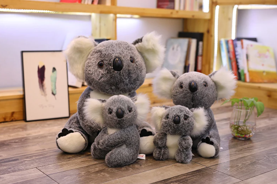 Cute Koala With/Without Kid Plush Toys 13/17/21/28/40cm - Grey/White