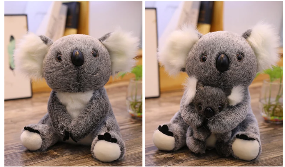 Cute Koala With/Without Kid Plush Toys 13/17/21/28/40cm - Grey/White