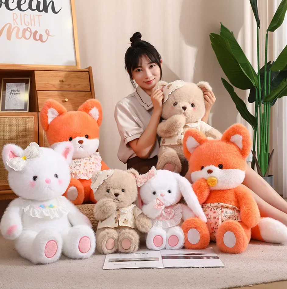 Cute Baby Animal (Rabbit/Cat/Bear/Fox) Plush Toys 45/60cm - 5 Styles