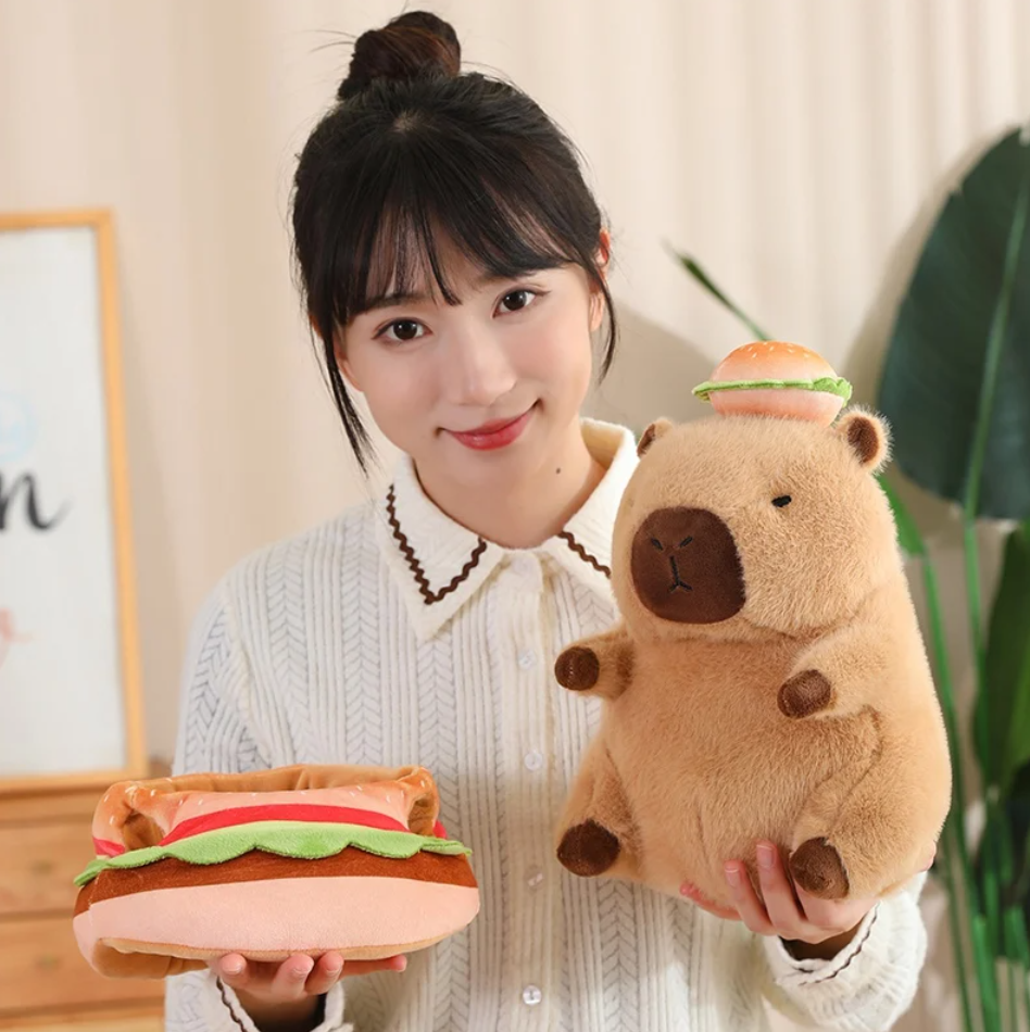 Cute Capybara With Dress Up (Bee/Hamburger/Persimmon) Plush Toys 30/40cm