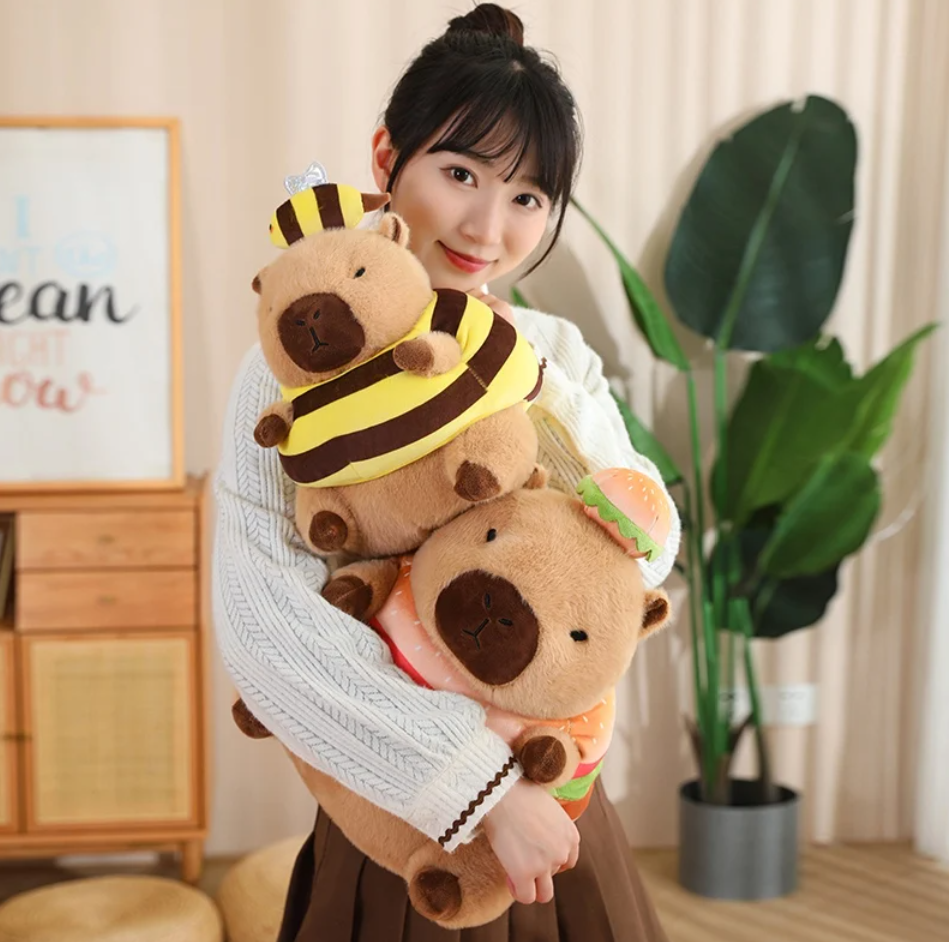 Cute Capybara With Dress Up (Bee/Hamburger/Persimmon) Plush Toys 30/40cm