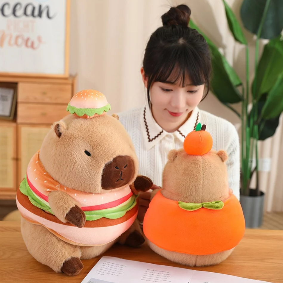 Cute Capybara With Dress Up (Bee/Hamburger/Persimmon) Plush Toys 30/40cm