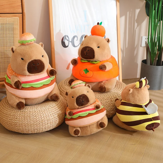 Cute Capybara With Dress Up (Bee/Hamburger/Persimmon) Plush Toys 30/40cm