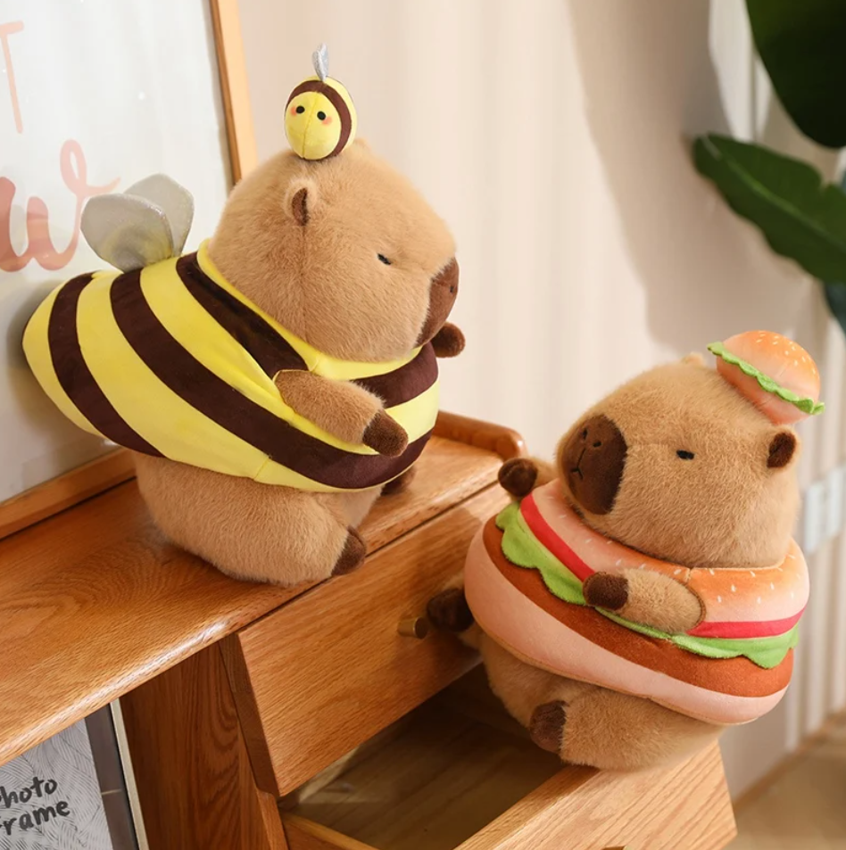 Cute Capybara With Dress Up (Bee/Hamburger/Persimmon) Plush Toys 30/40cm