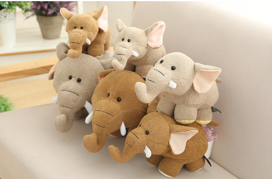 Cute Elephant/Hippo Plush Toys 25/35cm -Brown/Grey