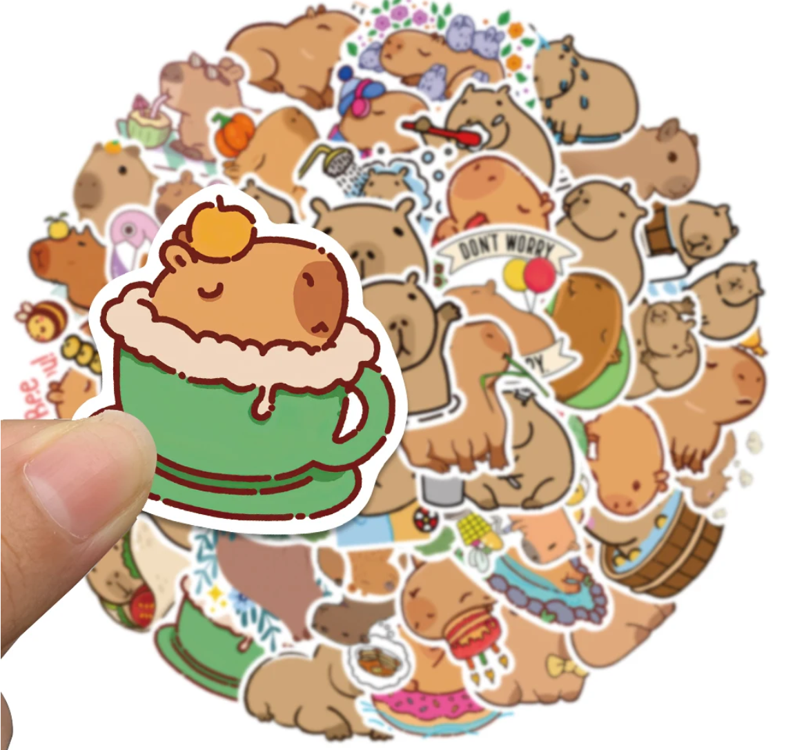 50/100 pcs Cute Capybara Stickers