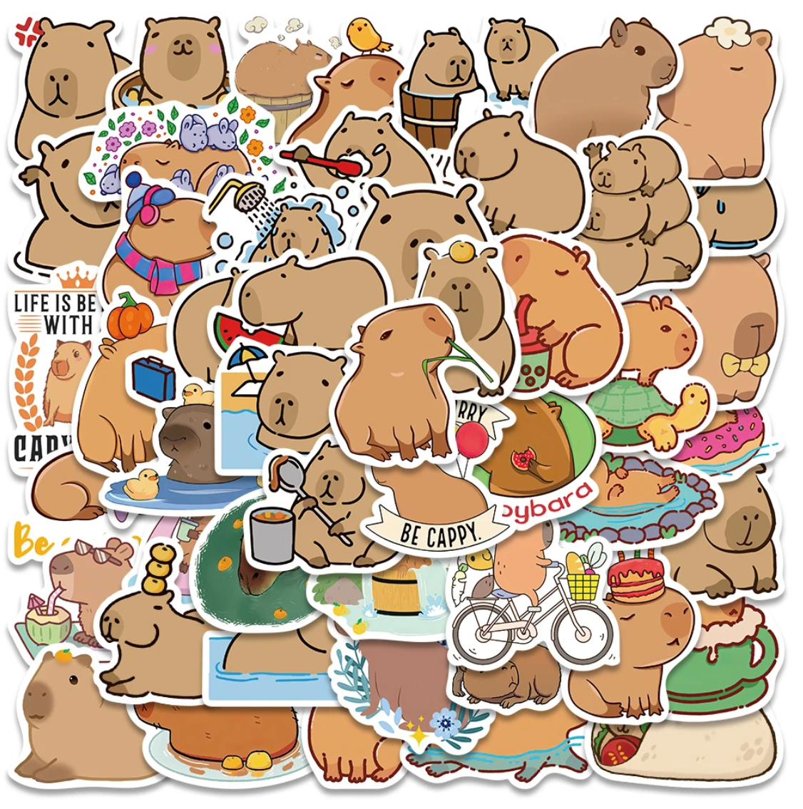 50/100 pcs Cute Capybara Stickers