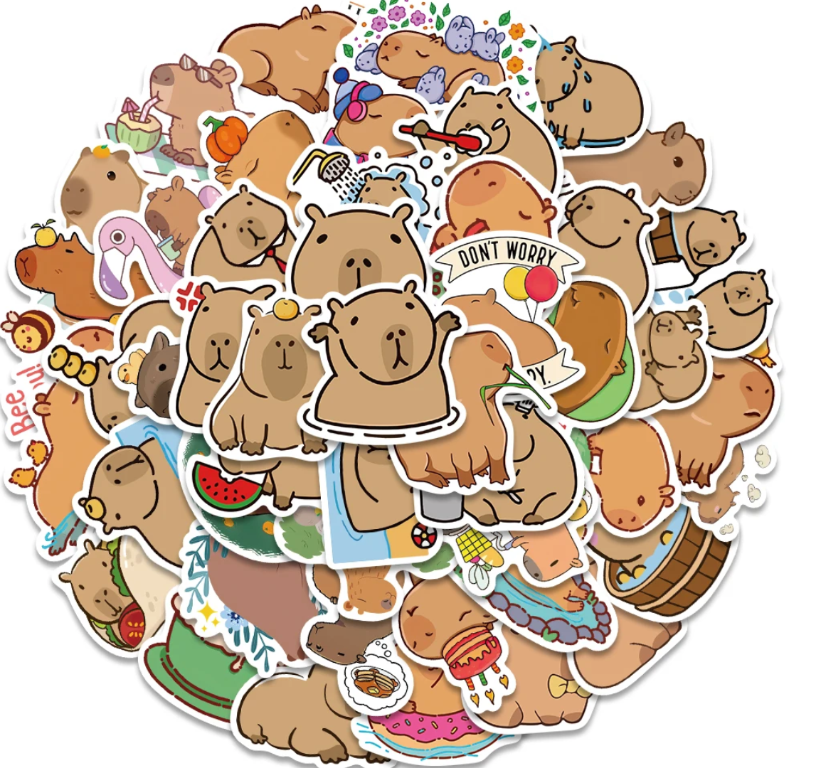 50/100 pcs Cute Capybara Stickers