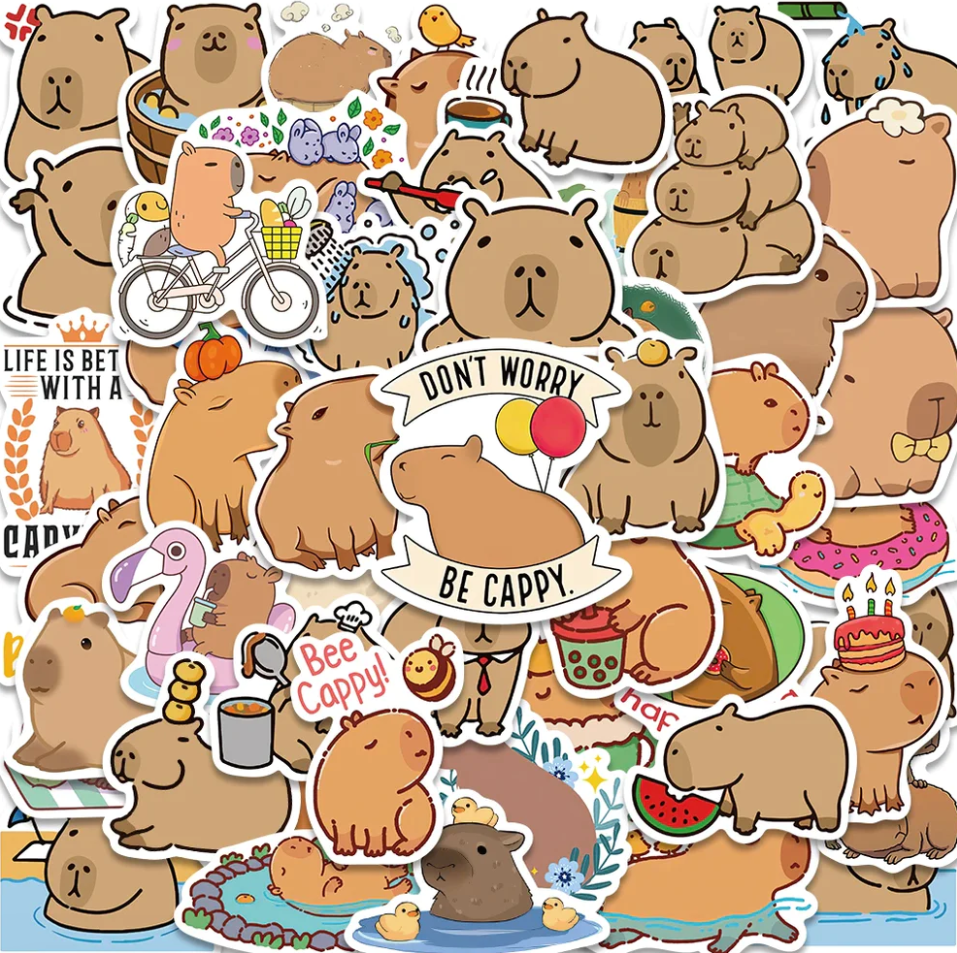 50/100 pcs Cute Capybara Stickers