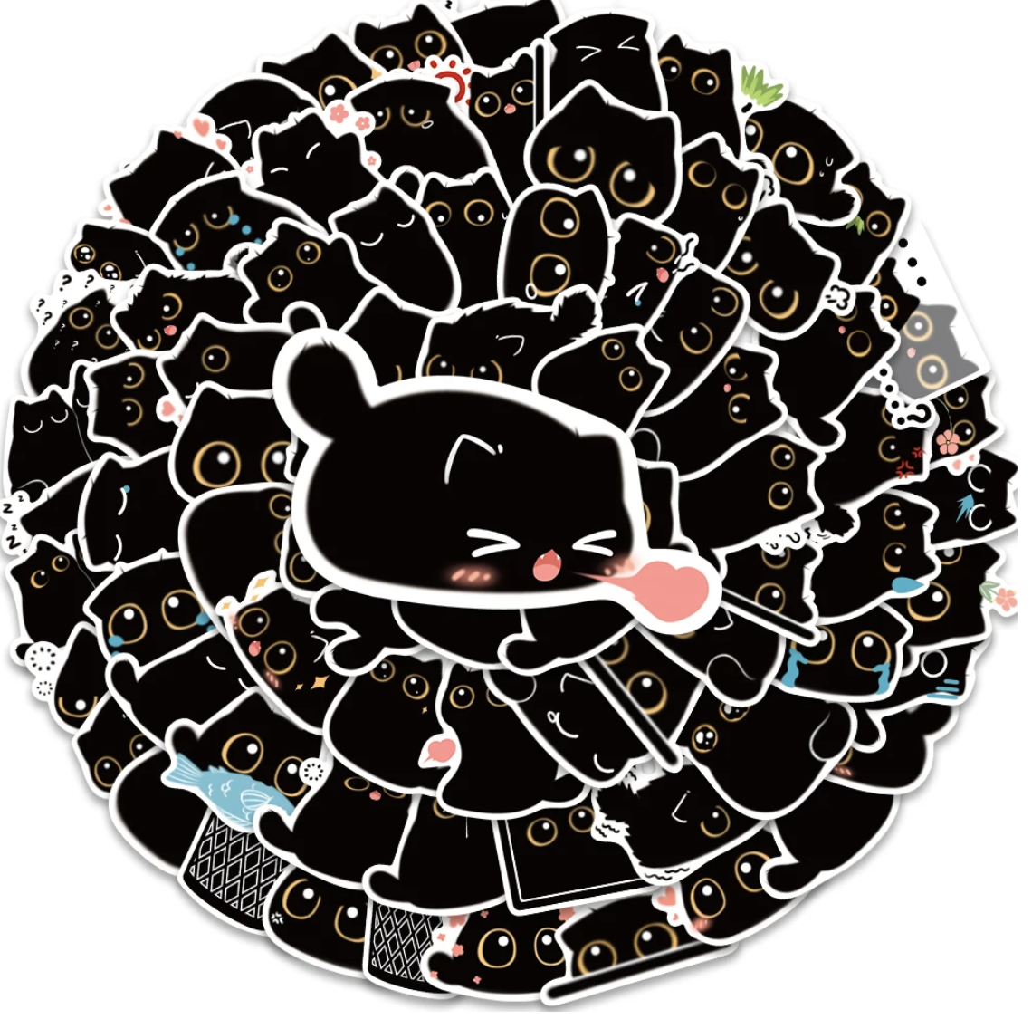 40/80 pcs Cute/Kawaii Black Cat Stickers