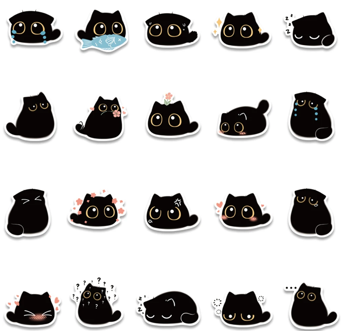 40/80 pcs Cute/Kawaii Black Cat Stickers