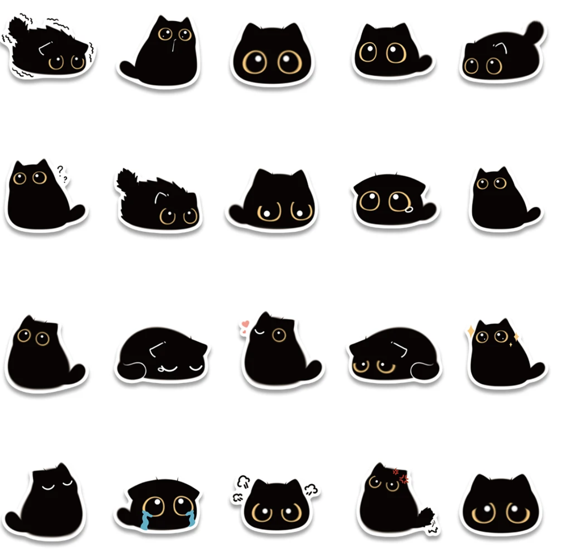 40/80 pcs Cute/Kawaii Black Cat Stickers