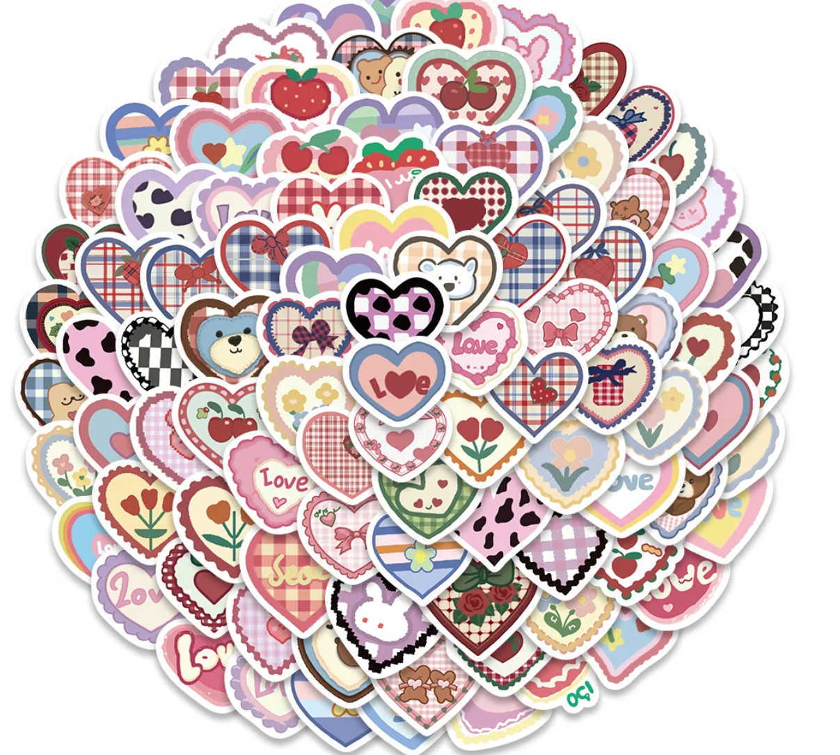 100 pcs Cute/Kawaii Sweet Heart Stickers