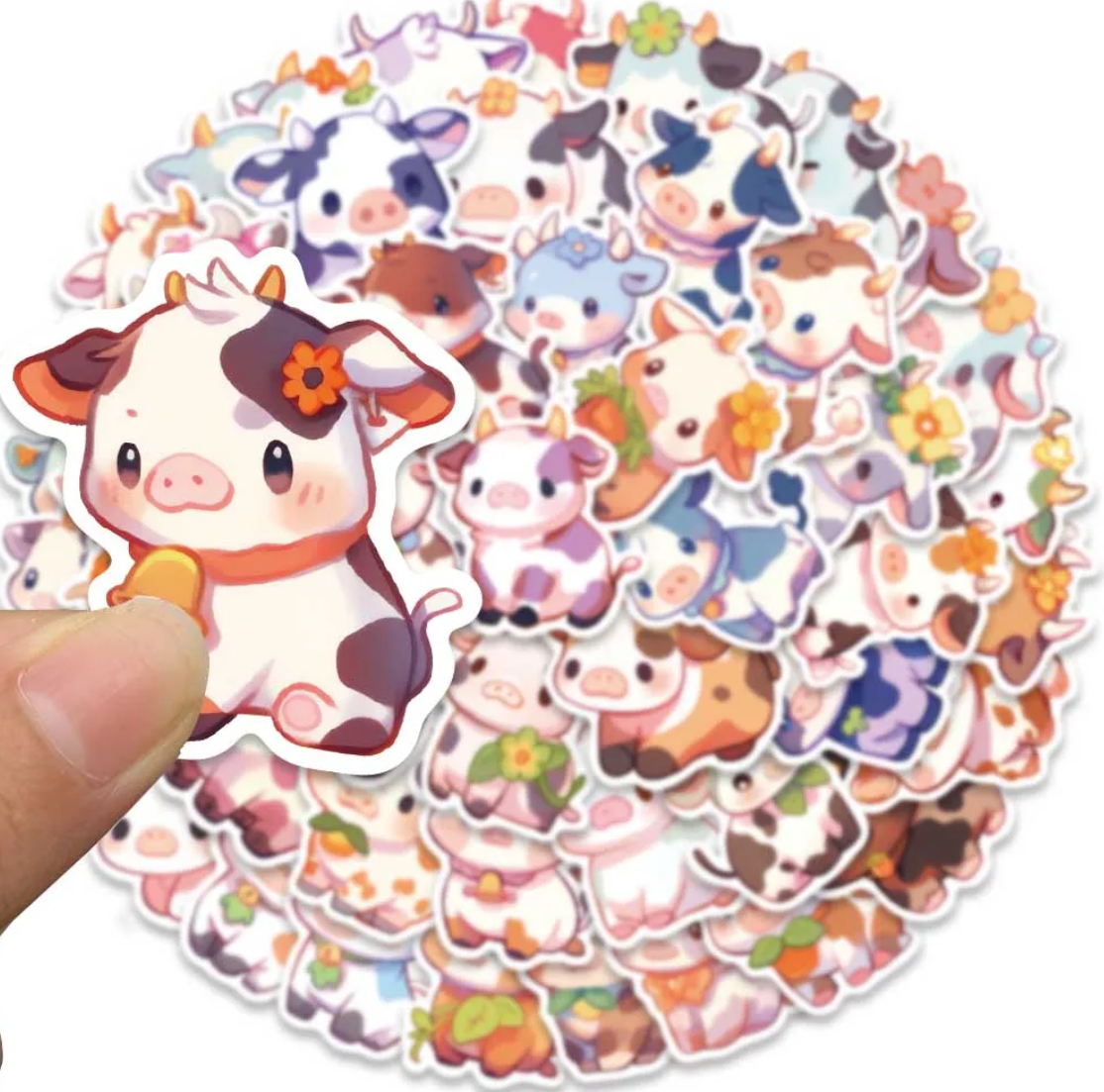 50 pcs Cute/Kawaii Cow Stickers