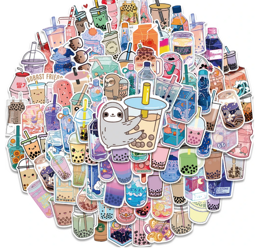 50/100 pcs Cute/Kawaii Drink/Pearl Milk Tea Stickers