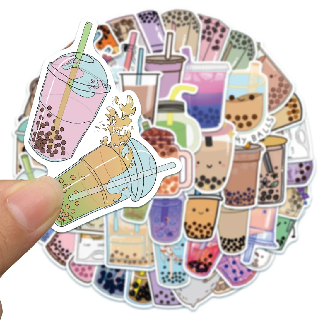 50/100 pcs Cute/Kawaii Drink/Pearl Milk Tea Stickers