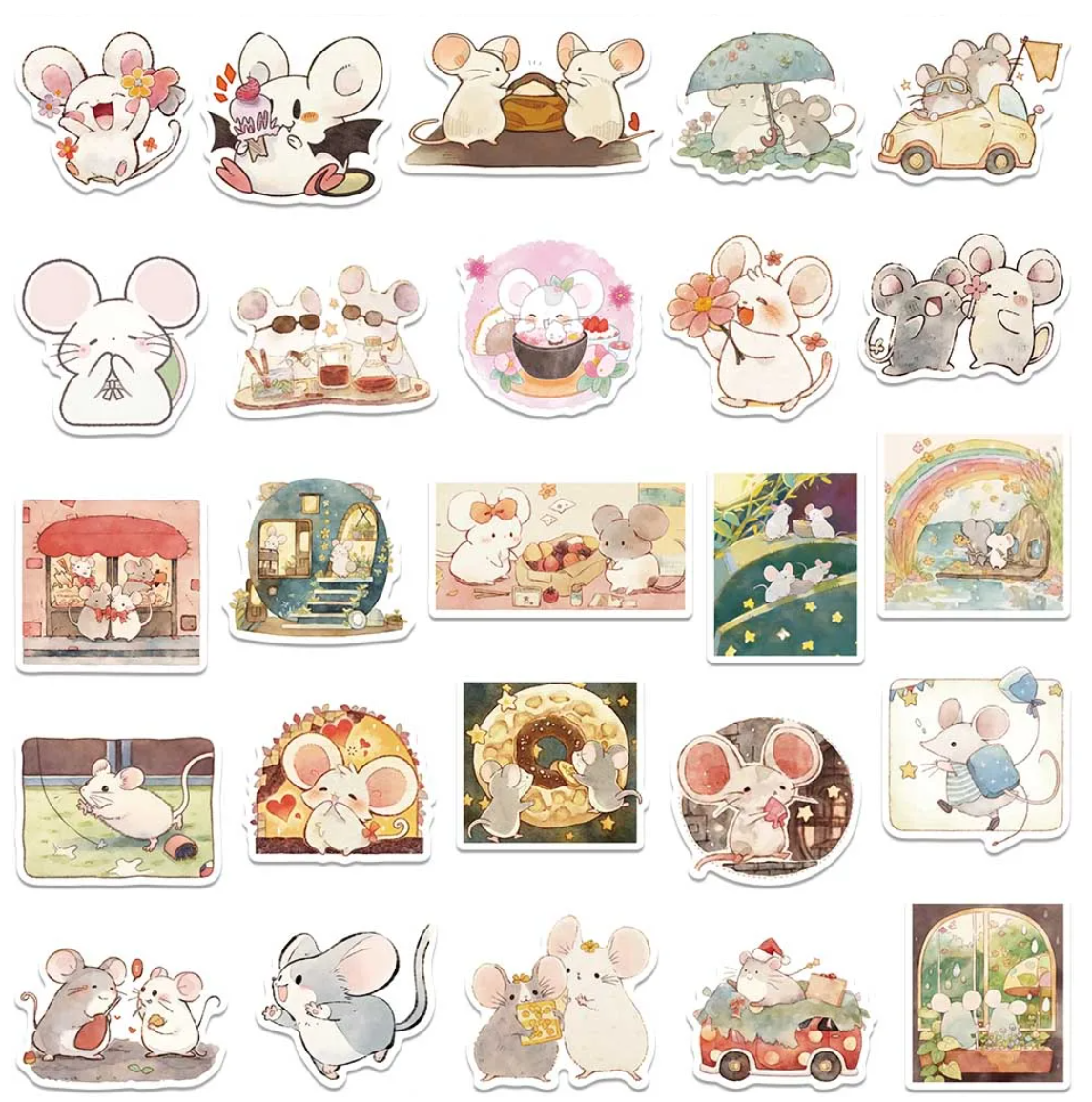 50 pcs Cute/Kawaii Mouse/Mice Stickers