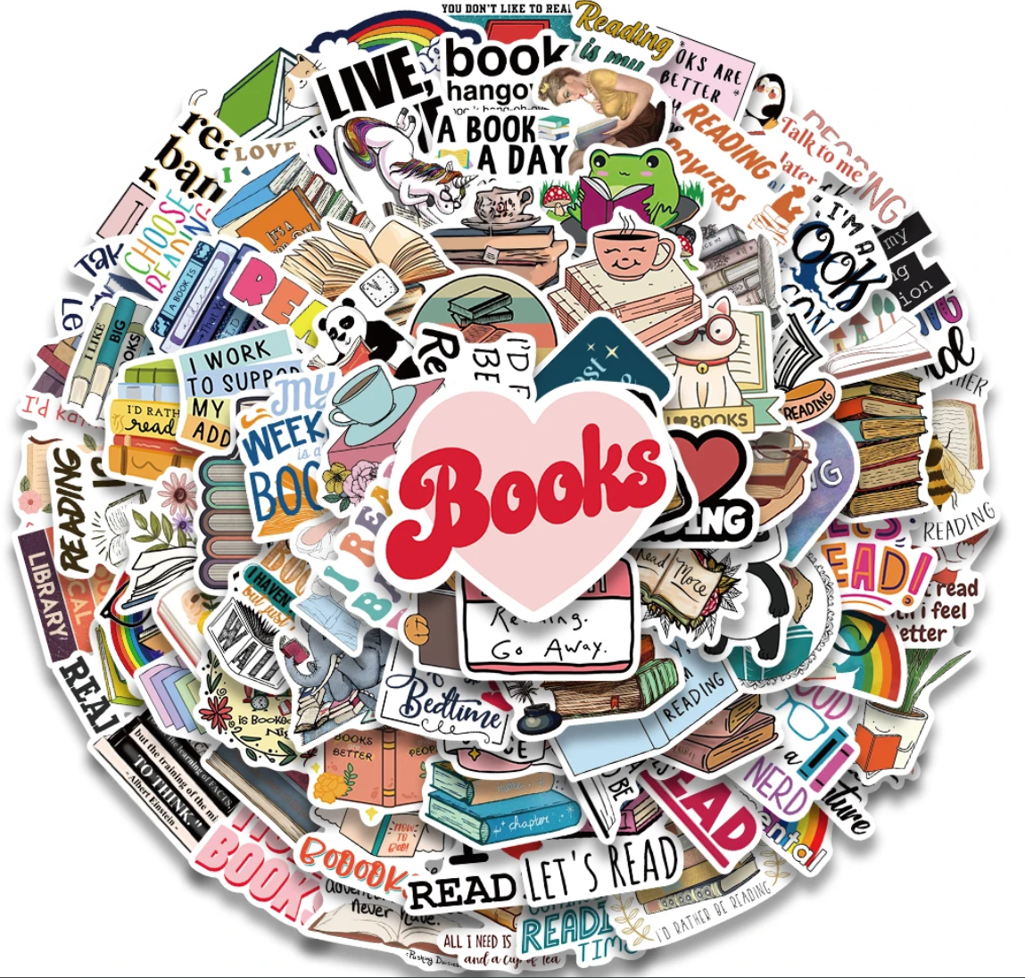 50/100 pcs Book Reading Stickers