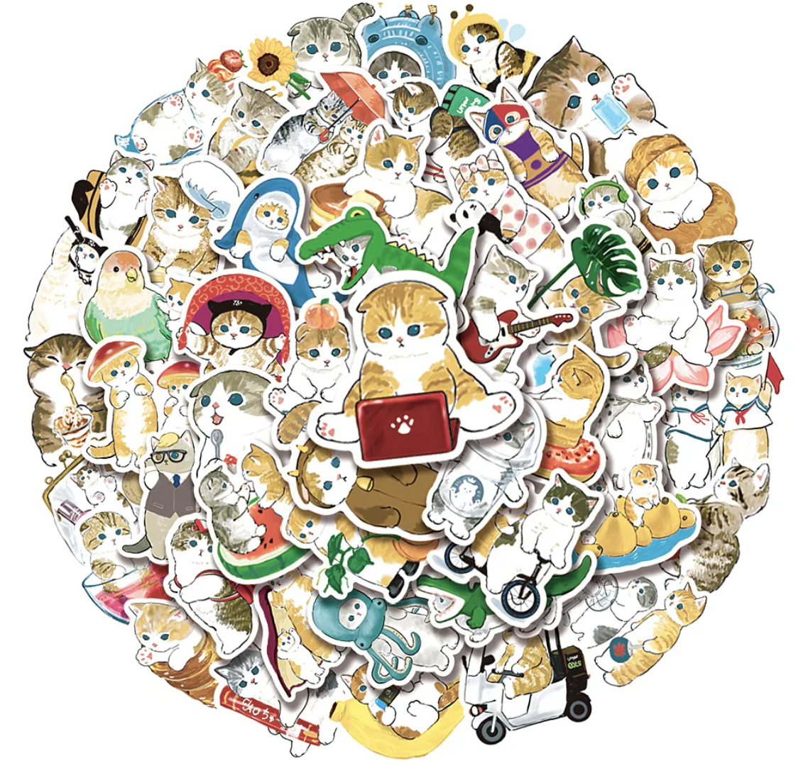 50 pcs Cute/Kawaii Cat Stickers - V2