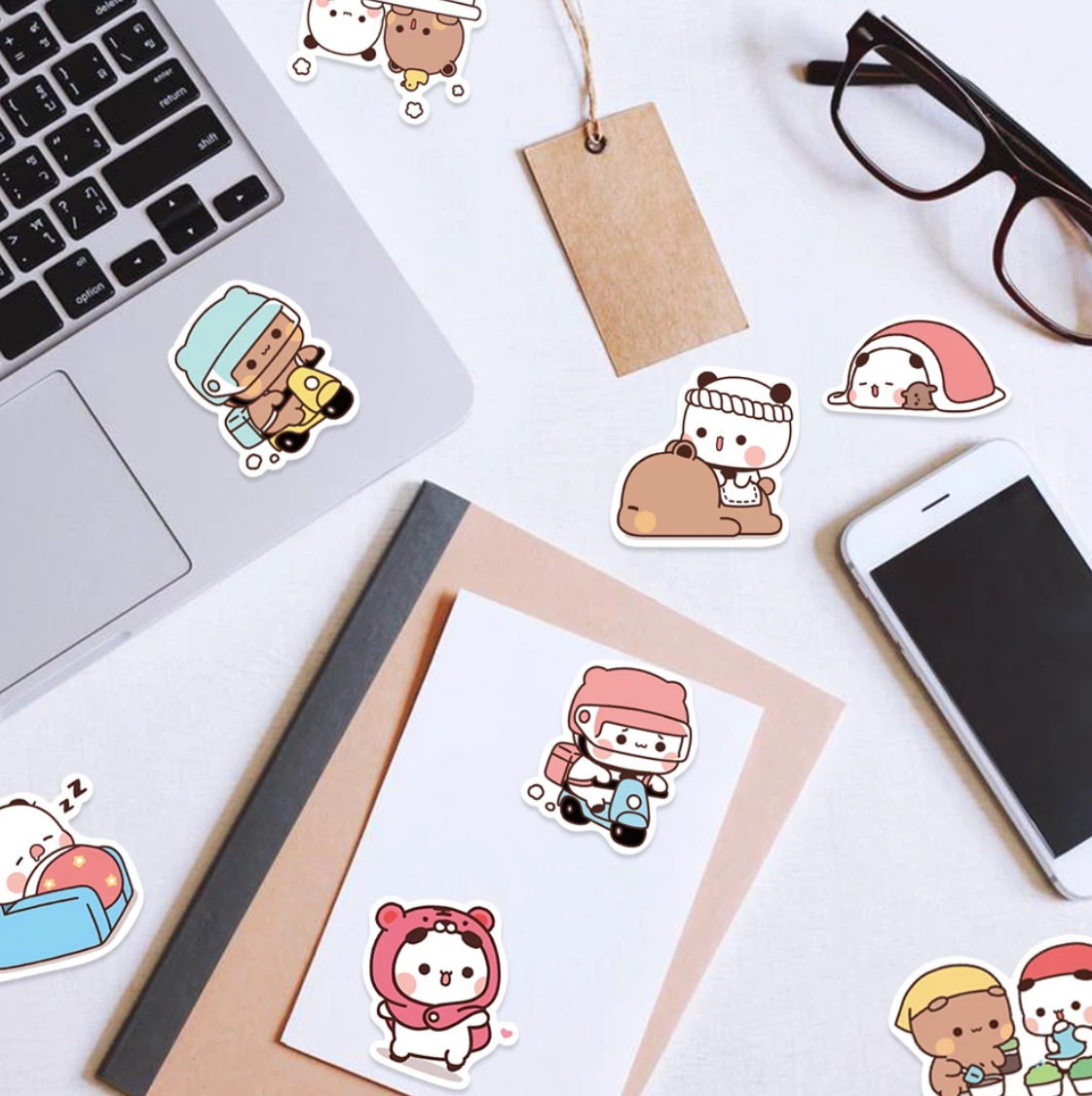 50 pcs (Random) Cute/Kawaii Panda and Bear Stickers