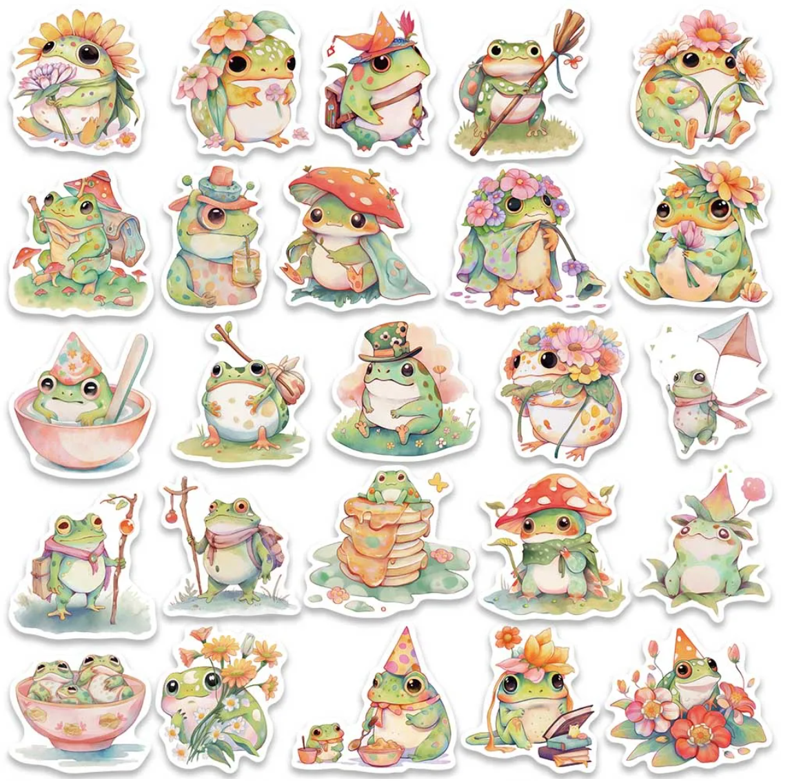 50 pcs Cute/Kawaii Frog Stickers