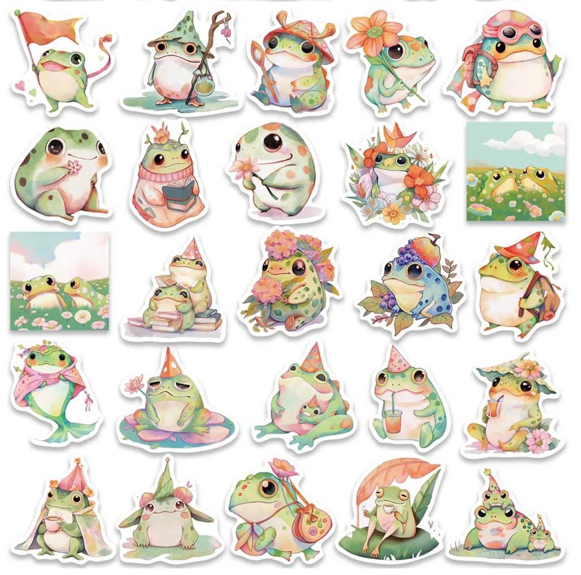 50 pcs Cute/Kawaii Frog Stickers