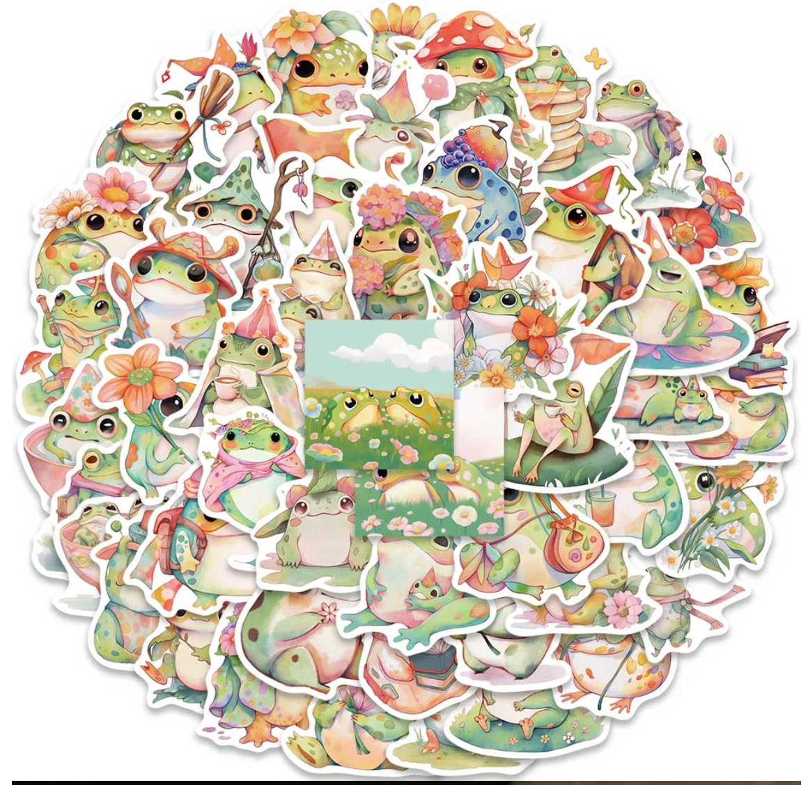 50 pcs Cute/Kawaii Frog Stickers