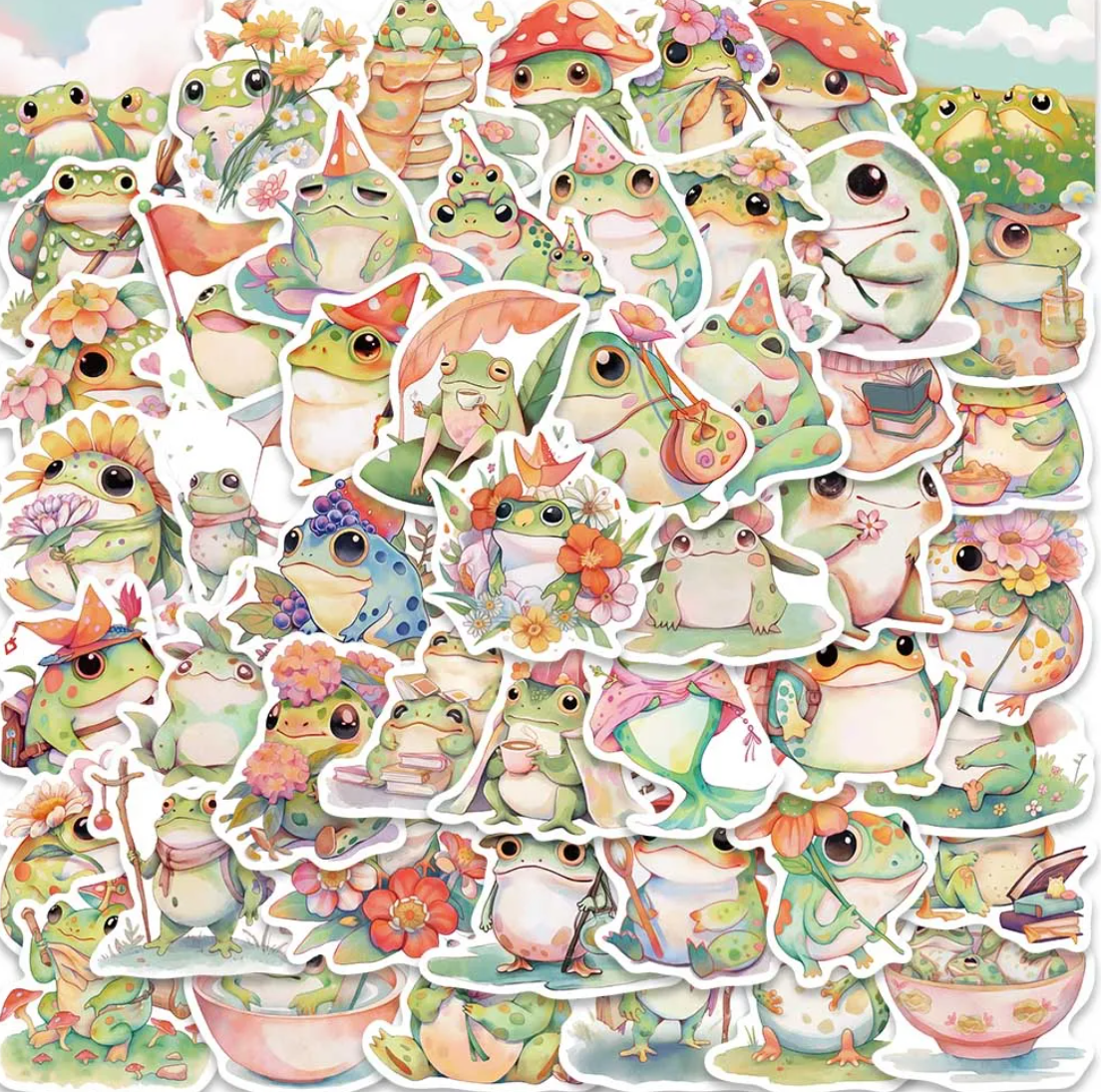 50 pcs Cute/Kawaii Frog Stickers