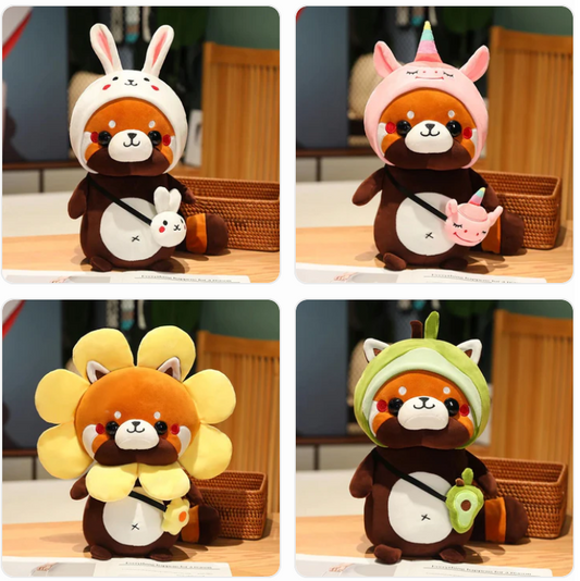 Red Panda Dress Up Plush Toys 30/40cm - Bear/Rabbit/Sun Flower/Unicorn/Dinosaur/Avocado/Blue