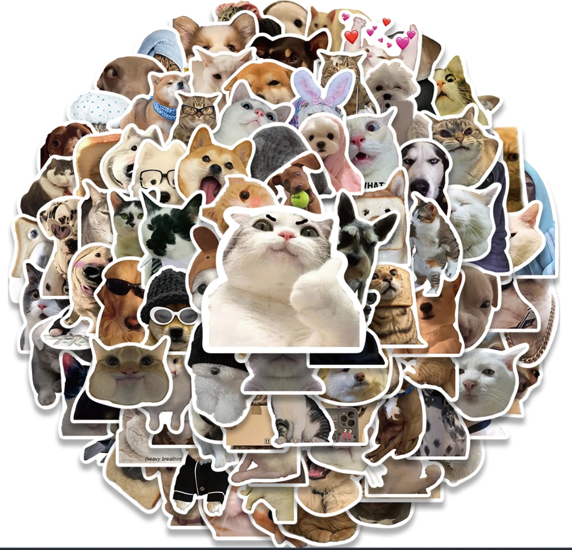 50/100 pcs Cute/Kawaii Dog/Cat Stickers