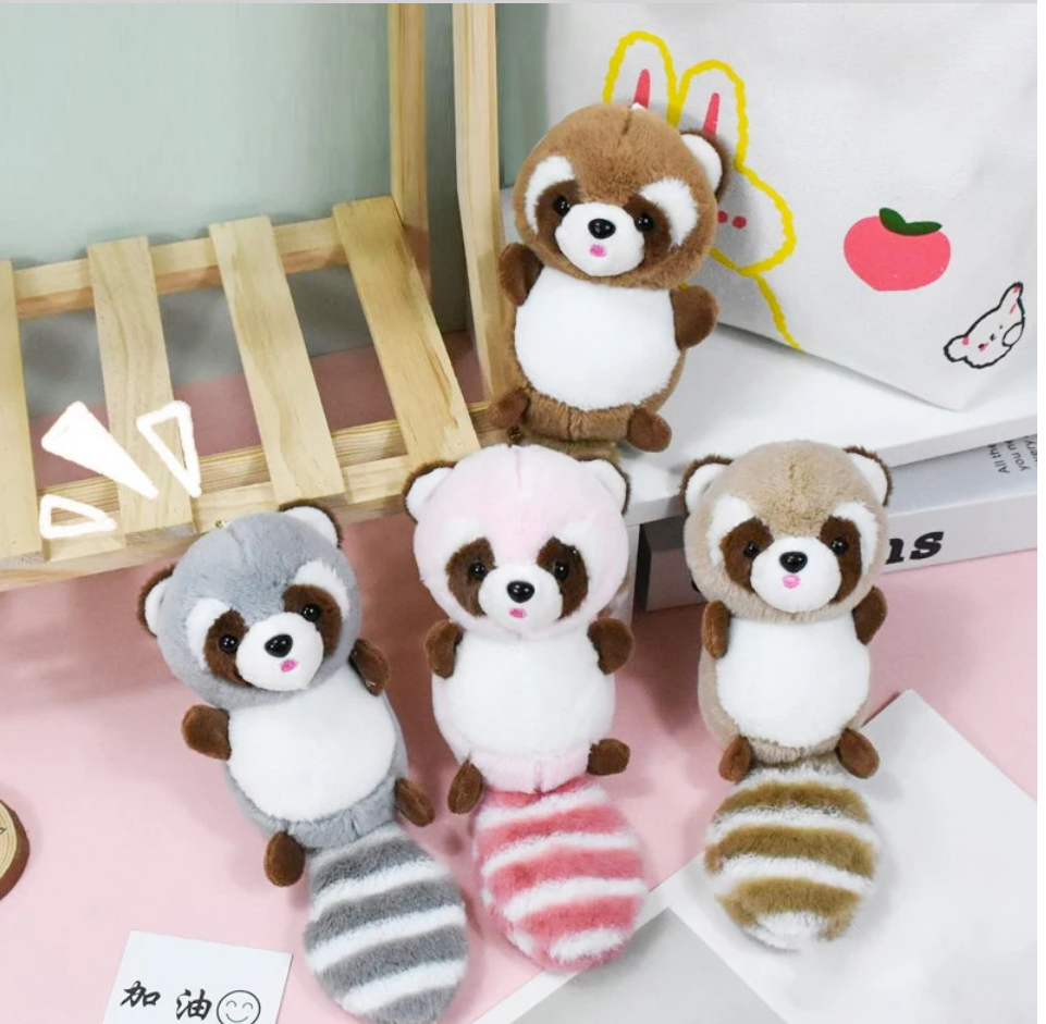 Cute Raccon Plush Keychains 15cm - Grey/Pink/Chocolate/Beige/Camel