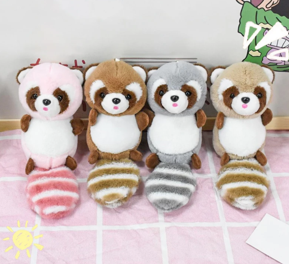 Cute Raccon Plush Keychains 15cm - Grey/Pink/Chocolate/Beige/Camel