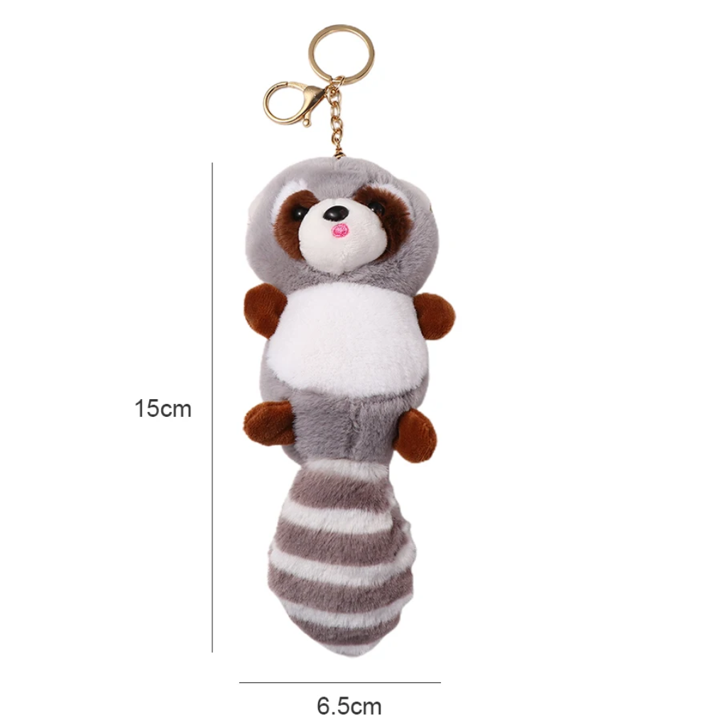 Cute Raccon Plush Keychains 15cm - Grey/Pink/Chocolate/Beige/Camel