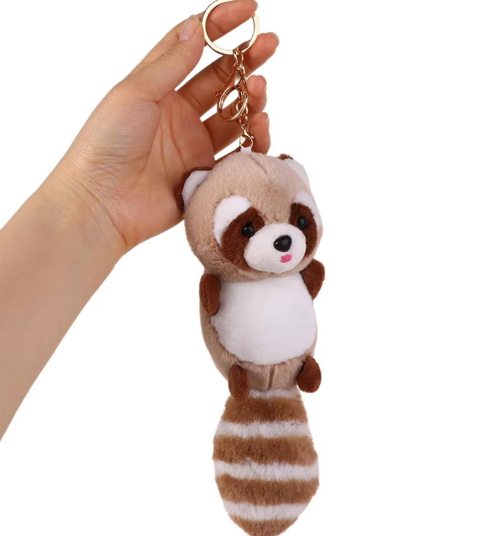 Cute Raccon Plush Keychains 15cm - Grey/Pink/Chocolate/Beige/Camel