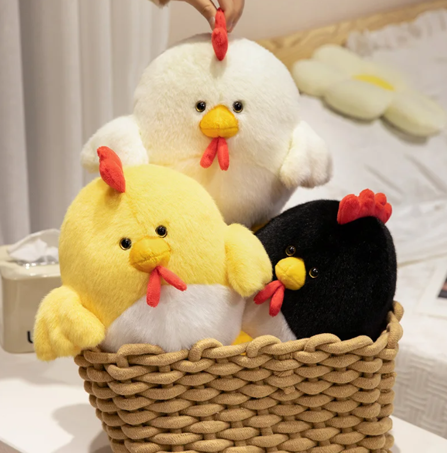 Cute Chicken Plush Toys 25/45/55cm - White/Yellow/Black