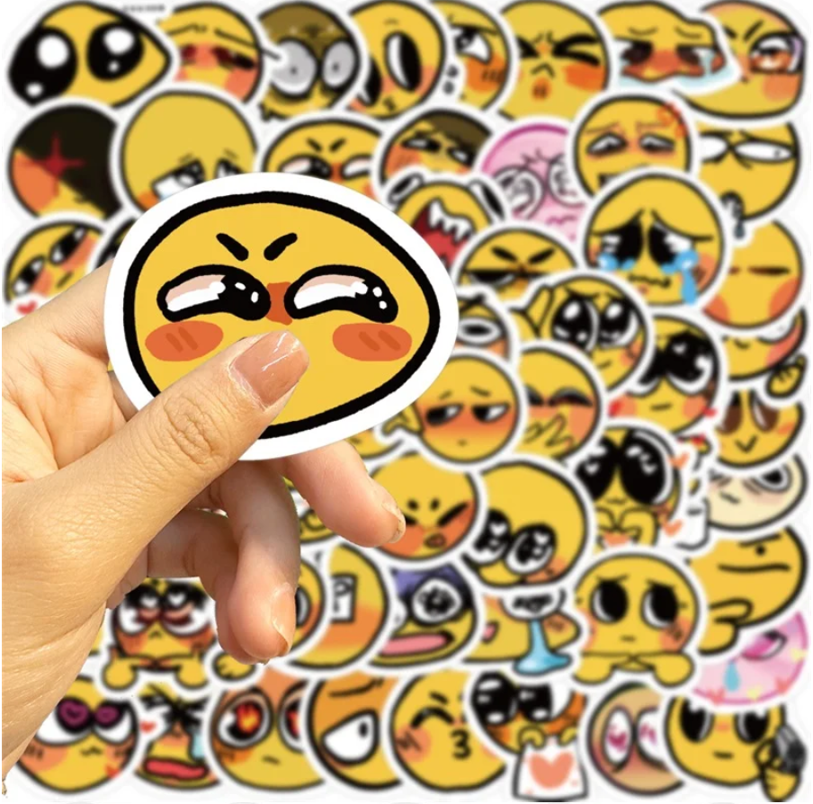 60 pcs Cute/Kawaii and Funny Emoji (Yellow Emotional Face) Stickers