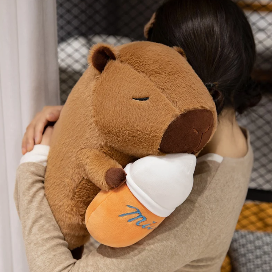 Cute Capybara With Milk Plush Toys 23/35cm