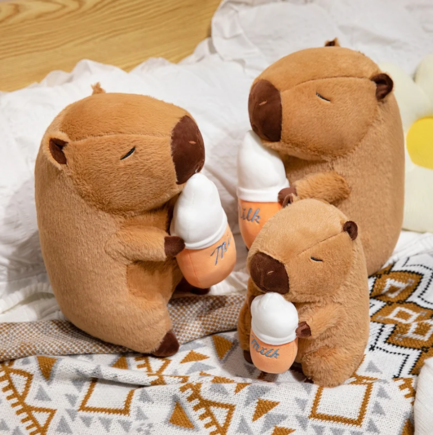 Cute Capybara With Milk Plush Toys 23/35cm