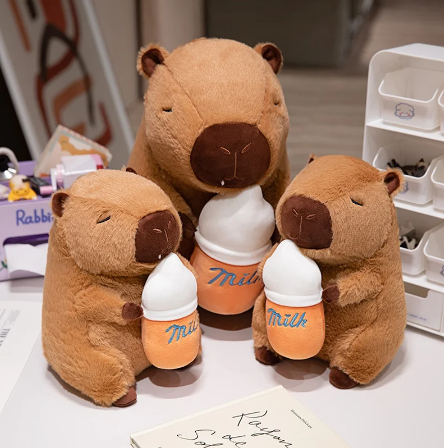 Cute Capybara With Milk Plush Toys 23/35cm